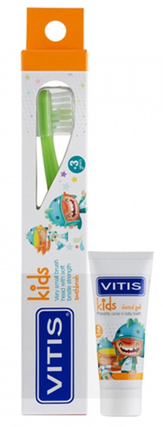VITIS KIDS (DENTAID) Набор, Зубная щетка + Паста-гель для детей, 8 мл