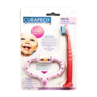 Стимулятор для прорезывания зубов + щетка Curaprox Curababy розовый