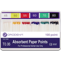 Бумажные штифты Orodeka Absorbent paper points (конусность 02, 200 шт)